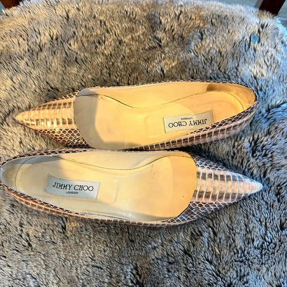 Jimmy CHOO Metallic Python Pointed Toe Kitten Heels, Size 39 - Picture 2 of 10
